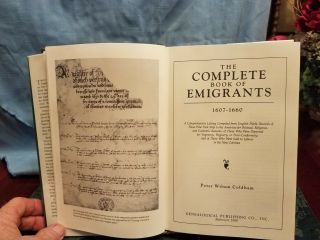 The Complete Book Of Emigrants 1607 - 1660 By Peter Wilson Coldham HC 1992 5