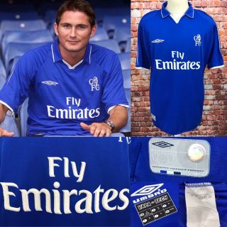 Chelsea Fc Size Uk Xl Vintage Fly Emirates Umbro 2001 - 2003 Home Football Shirt