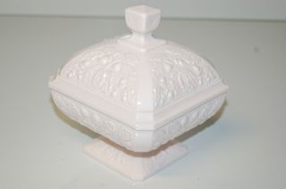 Vintage Jeannette Pink Milk Glass Covered Candy Dish 5 " X 5 "