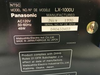 Panasonic LX - 1000 U Multi Laser Disc Player/ auto reverse with Remote - 5