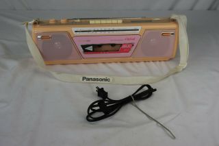 Vtg Pink Panasonic Fm14 Mini Boombox Cassette Player Recorder Am/fm Radio