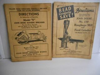 1941 & 1944 Vintage John Deere Directions Model E Manure Spreader & Feed Grinder