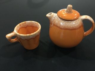 Vintage Hull Pottery Tangerine/orange Cup And Tea Oitcher