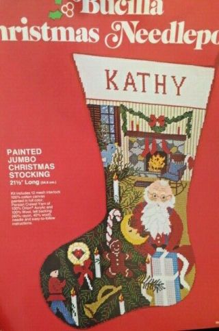 Bucilla Jumbo Painted Christmas Stocking Needlepoint Kit 21.  5 " Vintage Beauty
