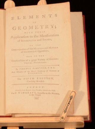 1800 Elements of Geometry by Thomas Simpson Fifth Edition Scarce 2
