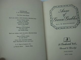 1935 Anne of Green Gables Book Vintage HC DJ L M Montgomery Grosset & Dunlap 8