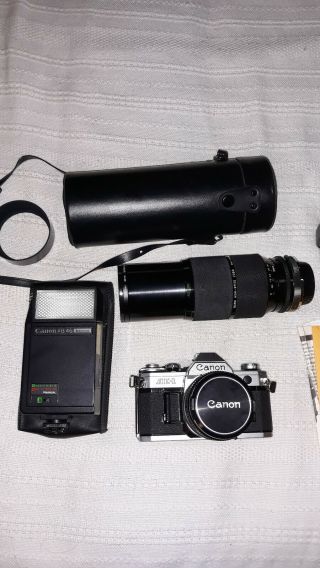 Canon Ae - 1 35mm Film Slr Photo Camera Lenses Filters Flash Case Set
