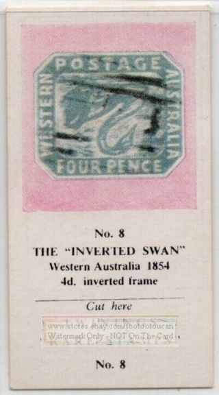 Vintage Trade Ad 1854 Western Australia " Inverted Swan " 4d Postge Stamp
