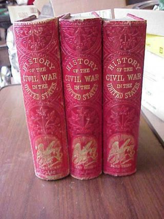 1862 - 1865 History Of The Civil War 3 Vol Red Leather Samuel Schmucker