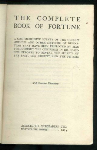 THE COMPLETE BOOK OF FORTUNE Tarot,  tea - leaves,  dreams,  florigraphy 1925 1st HB 2
