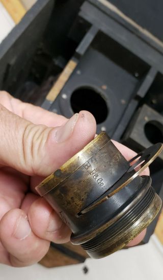 1887 Blair Hawkeye Detective plate camera Darlot brass lens w/ aperture dial 2