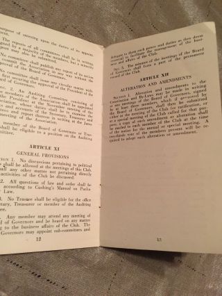1930 GOLDEN SLIPPER SQUARE CLUB Constitution & By - Laws PHILADELPHIA Pamphlet 15p 5