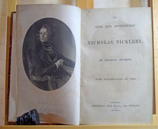 Nicholas Nickleby - Charles Dickens - illus Phiz - 1839 1st edition half leather 4