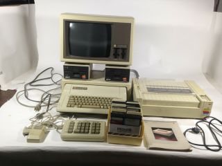 VTG Apple lle Personal Computer Monitor 2 Floppy Drives & Printer Model A3m0039 2