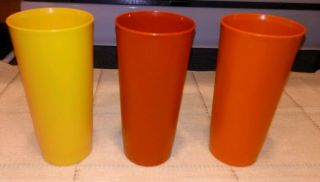 Set Of 3 Vintage Tupperware 1348 16 Ounce Tumbler Cups Autumn Harvest Colors