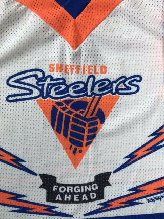 Vintage SHEFFIELD STEELERS SIGNED CRANSTON 4 Ice Hockey shirt size M 4