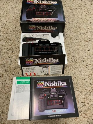 Nishika N8000 35mm 3 - D Film Camera.  With Box And Manuals -