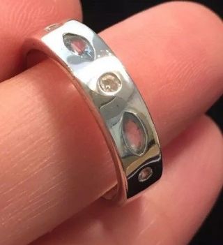 Vintage Jewellery Lovely Sterling Silver Ring With Topaz Crystals Size ‘t’ (10)