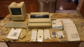 1988 Macintosh Apple Monitor,  Keyboard,  Mouse,  Printer And Manuals