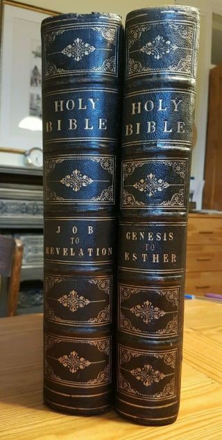 UNIQUE VICTORIAN BIBLE,  2 x FINE BINDINGS,  REV JAMIESON,  BICKERSTETH,  STUNNING 2
