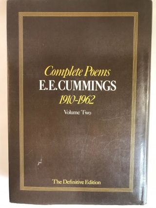 Complete Poems E.  E.  Cummings 1910 - 1962 Volume Two The Definitive Edition HC DJ 3