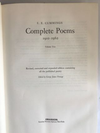Complete Poems E.  E.  Cummings 1910 - 1962 Volume Two The Definitive Edition HC DJ 7