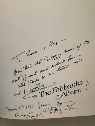 The Fairbanks Album Signed by Douglas Fairbanks Jr.  To Irv Kupcinet 1ST Edition 2