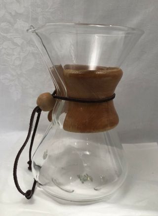 Vintage Glass Pyrex Chemex Pour Over Coffee Maker Green Stamp Exc