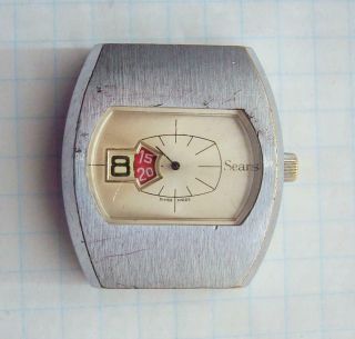 Vintage Jump Hour Wrist Watch Swiss Made For Sears,  Direct Read