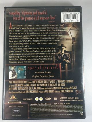 The Night of the Hunter (DVD,  2000,  Vintage Classics) MGM,  W Insert,  Disc 2