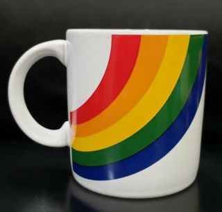 Vintage Rainbow Coffee Mug By Ftd F.  T.  D.  A.  Ceramic 80s 1984 Pride Cup Korea