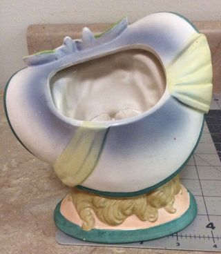 Vintage Lady Head Vase With Brush Eyelashes And Hat 2