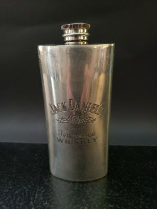 Jack Daniels Whiskey Flask Old No.  7 Vintage English Pewter Sheffield England