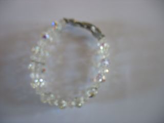 Vtg 3 strand Clear swarovski Cut crystal faceted w Rhinestone closure bracelet 4