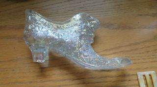 Vintage Clear Carnival Glass Shoe Boot Slipper Collectible Fenton Daisy Button