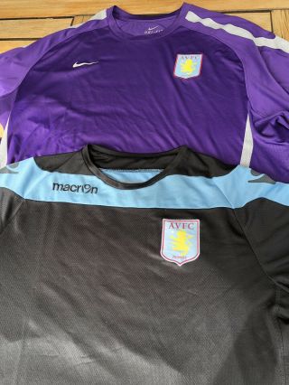Vintage Aston Villa Home & Away T - Shirts Training Tops Size Xxl Nike & Macron