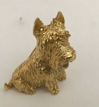Vintage Crown Trifari Gold Tone Scottie Dog Pin/brooch