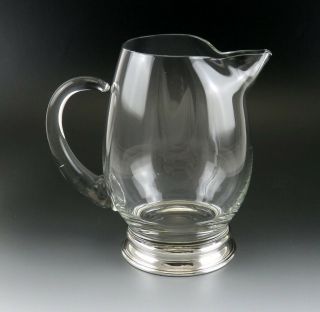 Vintage Hand Blown Crystal Glass Watson Sterling Silver Milk Water Pitcher/jug