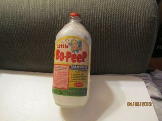 Vintage Little Bo - Peep Ammonia Quart Embossed Glass Bottle W/paper Label Usa
