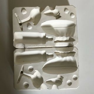 Vtg Duncan HM157 - Ceramic Mold - Baby Items - Stork,  Bootie,  Bottle 3