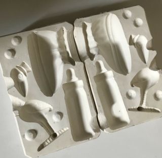 Vtg Duncan HM157 - Ceramic Mold - Baby Items - Stork,  Bootie,  Bottle 5
