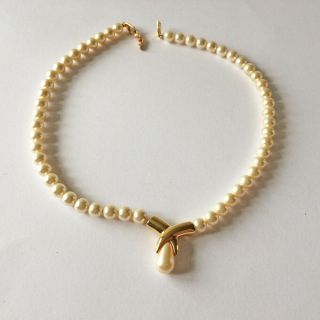 Napier Vintage Pearl And Gold Design Necklace