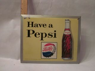 Pepsi Cola Sign Store Display Advertising Pop Soda Beverage Vintage Bottle