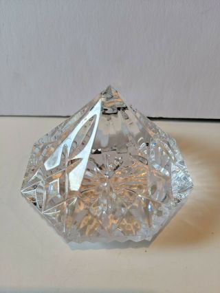 Vintage Waterford Crystal Heavy Diamond Shaped Paperweight In Lismore Pattern