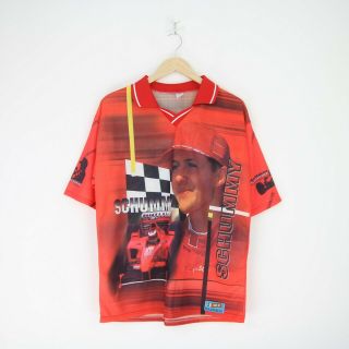 Vintage 90s Michael Schumacher Schummy F1 Formula 1 Racing Polo Shirt Xl 3944