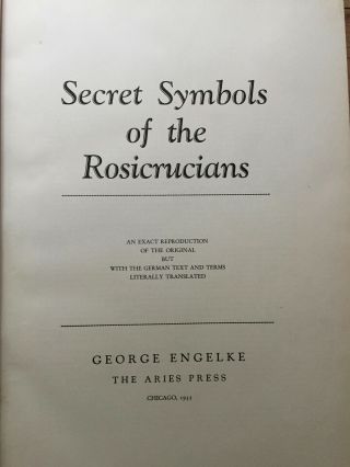 1935 Secret Symbols Of The Rosicrucians 16 & 17c - Hand Colored Plates & Figures