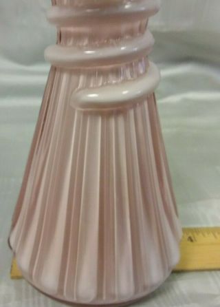 Fenton Ruffled Edge Wheat Vase with Dusty Rose/Pink Overlay Vintage EVC 5