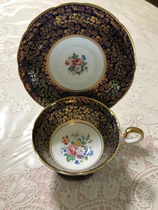 Vintage Aynsley Heavy Gold Gilt Floral Tea Cup & Saucer England 2