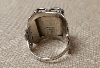 Vintage Sterling & Black Onyx Ring Marked Israel 925 B in circle Sz 7.  25 3