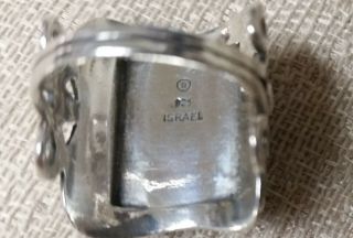 Vintage Sterling & Black Onyx Ring Marked Israel 925 B in circle Sz 7.  25 7